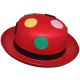 Αποκριάτικο Αξεσουάρ Κόκκινο Καπέλο Κλόουν με Κορδέλα και Πολύχρωμες Βούλες