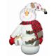 Χριστουγεννιάτικος Λούτρινος Χιονάνθρωπος με Κόκκινο Κασκόλ, Κόκκινα Γαντάκι, Κουκουναράκια και Γκι, 40cm