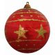 Χριστουγεννιάτικη Κόκκινη Πλαστικη Μπάλα με Χρυσά Αστεράκια, 10cm