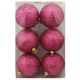 Χριστουγεννιάτικες Ροζ Μπάλες, με Χρυσόσκονη -Σετ 6 τεμ. (8cm)