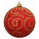 Χριστουγεννιάτικη Κόκκινη Πλαστικη Μπάλα με Χρυσά Σχέδια, 10cm