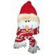 Χριστουγεννιάτικο Λούτρινο Στολίδι Χιονάνθρωπος με Πλεκτό Κασκόλ και Κόκκινο Σκούφο, 20cm