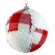 Χριστουγεννιάτικη Λευκή - Κόκκινη Μπάλα Καρό με Πλεχτό (8cm)