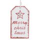 Χριστουγεννιάτικο Ξύλινο Στολίδι - Ταμπέλα Λευκή MERRY CHRISTMAS και Αστεράκι (11cm)