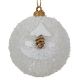 Χριστουγεννιάτικη Λευκή Μπάλα με Δεντρτάκι και Κουκουνάρι (8cm)