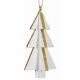 Χριστουγεννιάτικο Κρεμαστό Ξύλινο Δεντράκι 3D, Λευκό με Χρυσό (10cm)