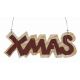 Χριστουγεννιάτικο Κρεμαστό Ξύλινο Στολίδι, με Επιγραφή "XMAS" Μωβ (16cm)