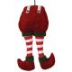 Χριστουγεννιάτικα Υφασμάτινα Κρεμαστά Πόδια Καλικάτζαρου, με Κόκκινες Ριγέ Κάλτσες (19cm)
