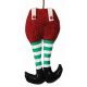 Χριστουγεννιάτικα Υφασμάτινη Κρεμαστά Πόδια Άγιου Βασίλη, με Πράσινες Ριγέ Κάλτσες (21cm)