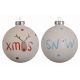 Χριστουγεννιάτικη Γυάλινη Μπάλα Λευκή, με Τάρανδο και Χιονάνθρωπο - 2 Σχέδια (8cm)