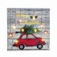 Χριστουγεννιάτικο Διακοσμητικό Κάδρο Ξύλινο, με Αυτοκίνητο και 15 led Κόκκινο (25cm)
