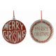 Χριστουγεννιάτικα Ξύλινα Κρεμαστά Στολίδια, Μπάλες με "Merry Christmas" σε 2 Χρώματα (14cm) - 1 Τεμάχιο