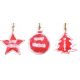 Χριστουγεννιάτικα Μεταλλικά Στολίδια, Κόκκινα Χιονισμένα με Ευχές- 3 Σχέδια (11cm)