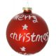 Χριστουγεννιάτικη Γυάλινη Κόκκινη Μπάλα "Merry Christmas", Ματ (8cm)
