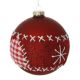 Χριστουγεννιάτικη Γυάλινη Κόκκινη Μπάλα με Σχέδια από Λινάτσα (10cm)