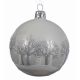 Χριστουγεννιάτικη Μπάλα Γυάλινη Λευκή, με Δεντράκια (8cm)