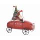 Χριστουγεννιάτικο Διακοσμητικό Πολύχρωμο Κεραμικό Αυτοκίνητο με Μεταλλικές Ρόδες και Άγιο Βασίλη (22cm)