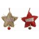 Χριστουγεννιάτικα Υφασμάτινα Κρεμαστά Αστεράκια, με Κουδουνάκι και "merry" - 2 Χρώματα (12cm)