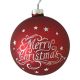 Χριστουγεννιάτικη Γυάλινη Μπάλα Κόκκινη, με Λευκό Merry Christmas (10cm)