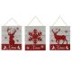 Χριστουγεννιάτικα Ξύλινα Διακοσμητικά Κάδρα, με Κόκκινες Φιγούρες και "Xmas" - 3 Σχέδια (30cm)