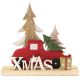 Χριστουγεννιάτικo Ξύλινo Επιτραπέζιο Αυτοκινητάκι, με "XMAS" και Δεντράκια Πολύχρωμο (20cm)