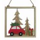 Χριστουγεννιάτικο Ξύλινο Διακοσμητικό Κάδρο, με Αυτοκινητάκι και Δεντράκια Πολύχρωμο (20cm) - 1 Τεμάχιο