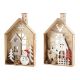Χριστουγεννιάτικα Ξύλινα Διακοσμητικά Σπιτάκια, με Παραστάσεις Πολύχρωμο (24cm)