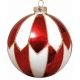 Χριστουγεννιάτικη Μπάλα Γυάλινη Κόκκινο με Λευκό (8cm)