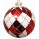 Χριστουγεννιάτικη Μπάλα Γυάλινη Καρό Κόκκινο με Λευκό (8cm)