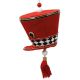 Χριστουγεννιάτικο Τσόχινο Καπέλο Μουσικού Κόκκινο με Σκακιέρα (20cm)