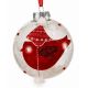 Χριστουγεννιάτικη Μπάλα Γυάλινη Λευκή με Κόκκινο Πουλάκι (10cm)