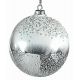 Χριστουγεννιάτικη Μπάλα Γυάλινη Ασημί Ανάγλυφη (10cm)