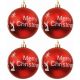 Χριστουγεννιάτικες Μπάλες Κόκκινες με "Merry Christmas" και Σχέδια - Σετ 4 τεμ. (10cm)