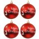 Χριστουγεννιάτικες Μπάλες Κόκκινες με "Merry Christmas" και Σχέδια - Σετ 4 τεμ. (10cm)