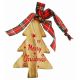 Χριστουγεννιάτικο Ξύλινο Δεντράκι με Καρό Φιόγκο και "merry Christmas" (25cm)