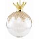Χριστουγεννιάτικη Μπάλα Γυάλινη Διάφανη με Κορώνα και Πούπουλα σετ 2 Τεμ. (10cm)