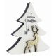 Χριστουγεννιάτικo Διακοσμητικό Ξύλινη Δεντράκι Λευκό με Τάρανδο (18cm) - 1 Τεμάχιο