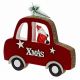 Χριστουγεννιάτικο Διακοσμητικό Ξύλινο Αυτοκινητάκι Κόκκινο με Άγιο Βασίλη (15cm)