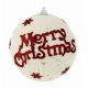 Χριστουγεννιάτικη Μπάλα Λευκή με Κόκκινο "Merry Christmas'' (10cm)