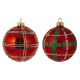 Χριστουγεννιάτικη Μπάλα Γυάλινη Κόκκινη Καρό - 2 Σχέδια (10cm)