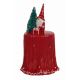Χριστουγεννιάτικη Κεραμική Κόκκινη Μπισκοτιέρα με Νάνους (32cm)