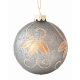 Χριστουγεννιάτικες Μπάλες Γυάλινες Γκρι με Σαμπανί Σχέδια - Σετ 4 τεμ. (8cm)