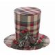 Χριστουγεννιάτικο Διακοσμητικό Υφασμάτινο Καπέλο, Κόκκινο Καρό με Γκι (12cm) - 1 Τεμάχιο
