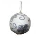 Χριστουγεννιάτικη Μπάλα Γυάλινη Λευκή με Ασημί Στρας (8cm)